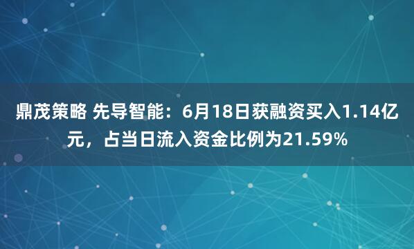 鼎茂策略 先导智能：6月18日获融资买入1.14亿元，占当日流入资金比例为21.59%